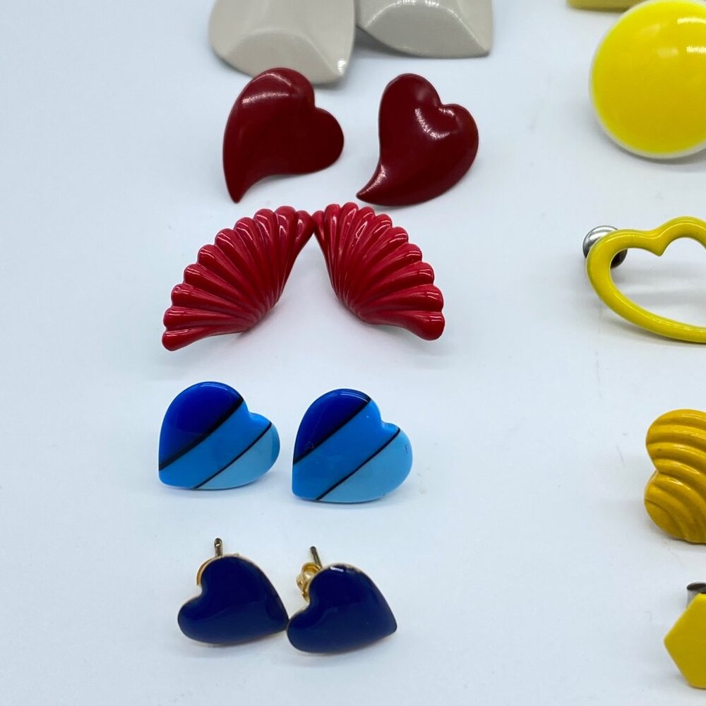 Vtg 80s Statement Earrings Lot of 20 Geometric Abstract Designs Mixed Colors - Picture 4 of 12